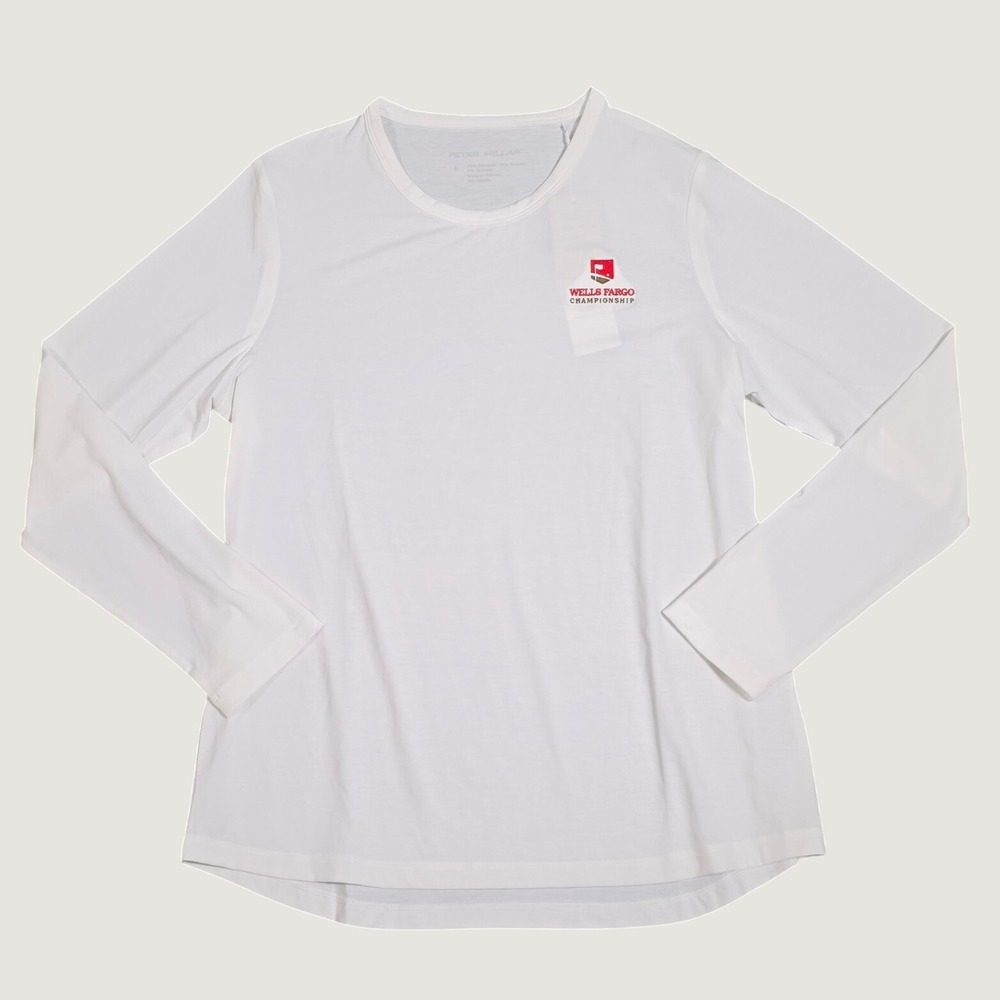 Peter Millar Womens White Wells Fargo Championship Long Sleeve Top Size L NEW